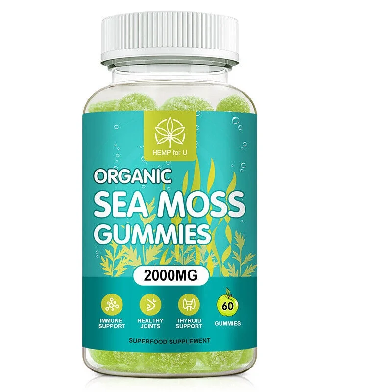 Organic Sea Moss Gummies-Apple Cider Vinegar, Bladderwrack, Burdock Root, 2000mg 60 Capsule