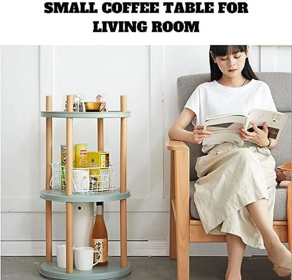 ° Rotating Bookshelf - Modern Classic Style  Sturdy  - Green Chassis  Solid Wood Frame - Multi-Tier Bookshelf (Four Levels)