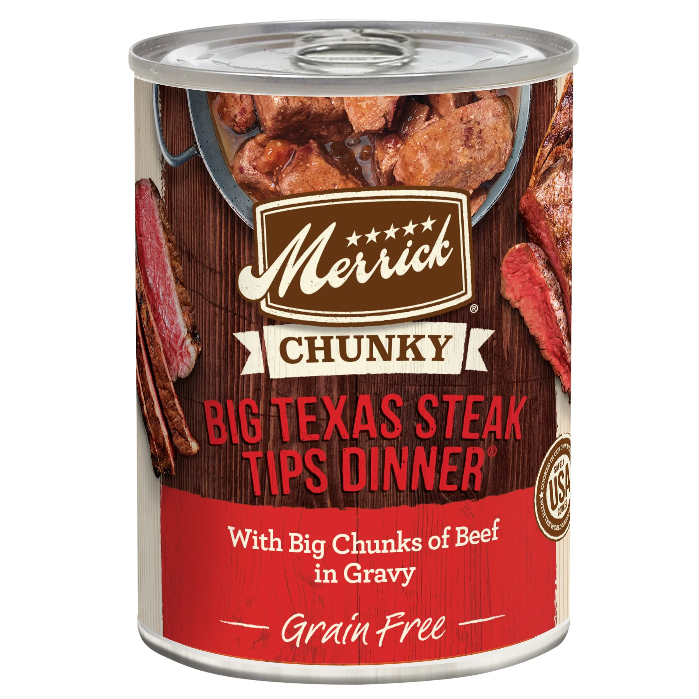 Merrick Steak Chunks Wet Dog Food, Grain Free, 12.7 oz Can