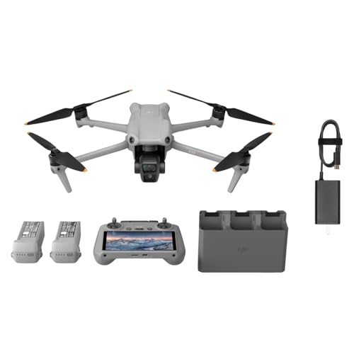 DJI Air 3 (DJI RC-N2), Drone with Medium Tele & Wide-Angle Dual Primary Cameras, 46-Min Max Flight Time, Omnidirectional Obstacle Sensing, 48MP Photos, 4K/60fps HDR, Compliance with FAA Remote ID