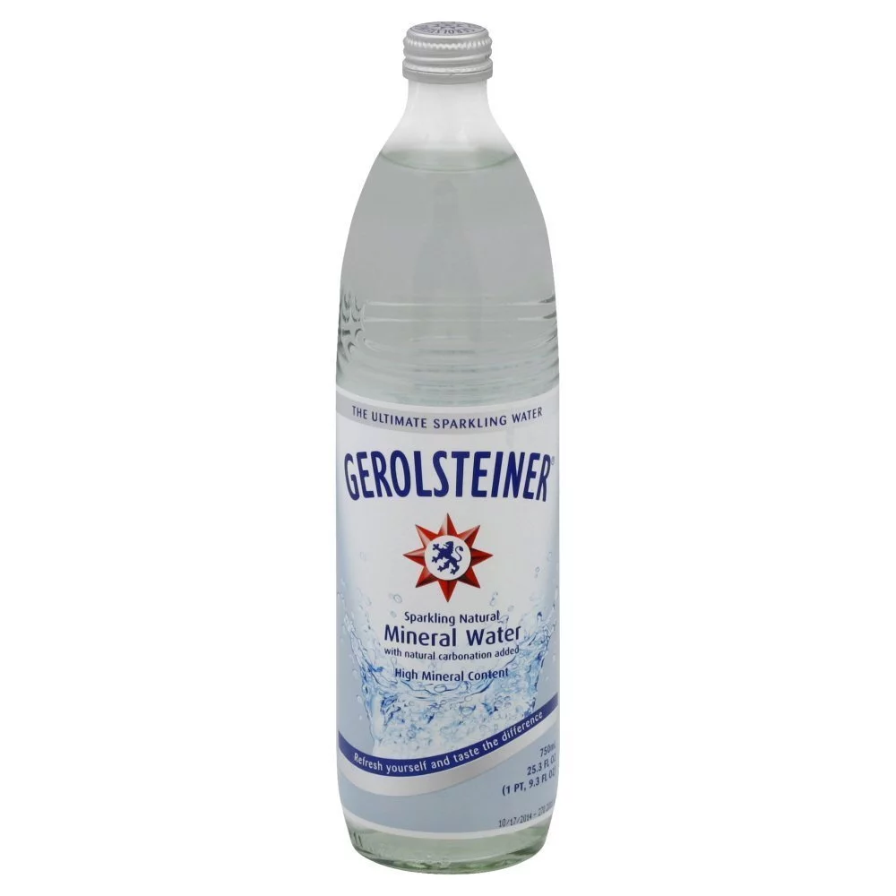 (Pack of 3) Gerolsteiner Sparkling Mineral Water Glass, 750ml. Includes Our Exclusive HolanDeli Chocolate Mints.