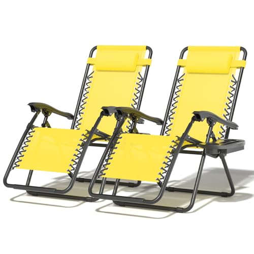 Zero Gravity Chair, Portable Outdoor Chair, Reclining Patio Lounge Chair with Adjustable Pillow and Cup Holder Trays for Outdoor, Patio, Beach, Camping, Garden, Poolside, 2 Pack, Aqua