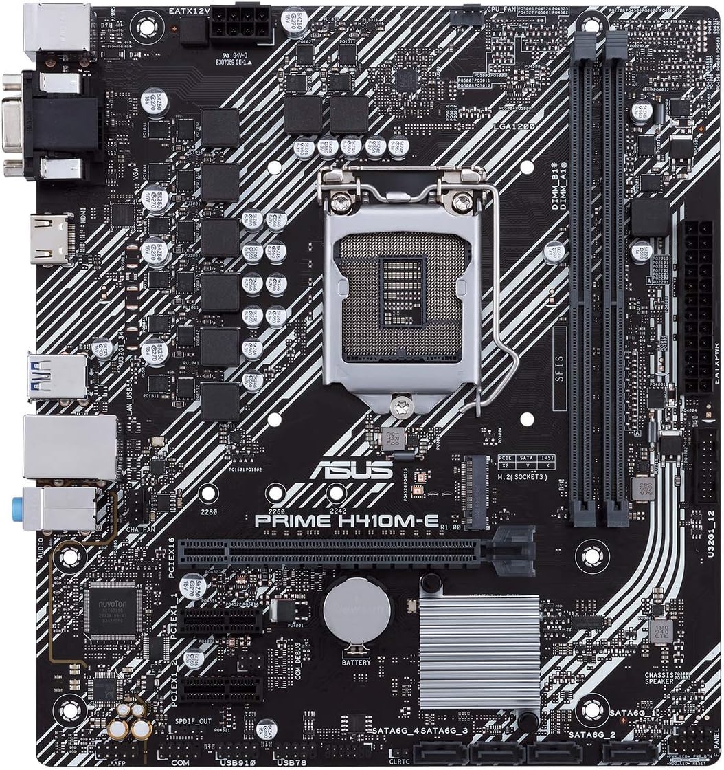 ASUS Prime H410M-E LGA1200 (Intel® 10th Gen) Micro-ATX Motherboard (M.2 Support, HDMI, D-Sub, USB 3.2 Gen 1, COM Header, TPM Header, 4K@60Hz)