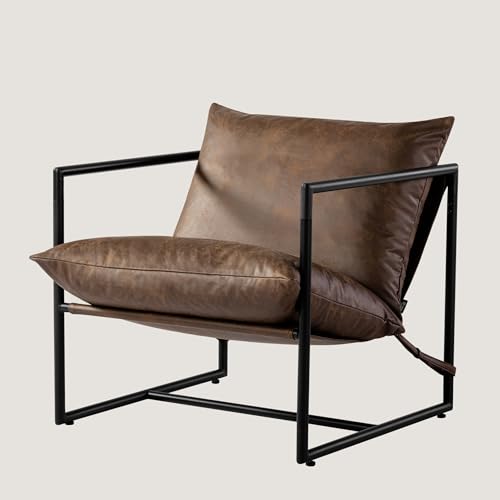 ZINUS Aidan Sling Accent Chair, Metal Framed Armchair with Shredded Foam Cushioning, Black