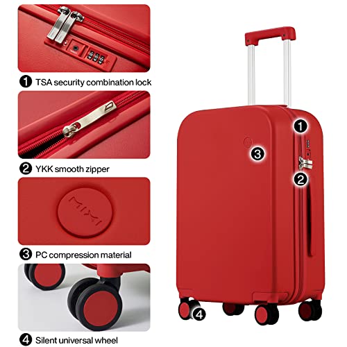 mixi Upgrade Carry on Luggage 14 Inch Underseat Personal Item Suitcases with Spinner Wheels, Hardside Rolling Suitcase PC with TSA Lock Lightweight Travel Case, Fine Grid Black