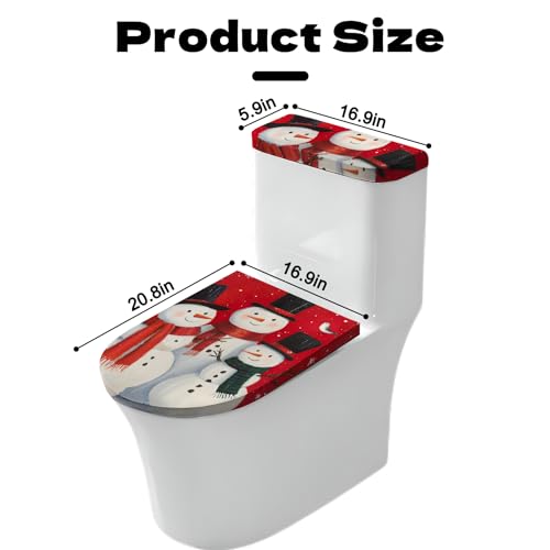 Christmas Toilet Lid Cover, Dust Splash Resistant Toilet Seat Cover and Washable Toilet Tank Protector Reusable Home Bathroom Accessory Decoration