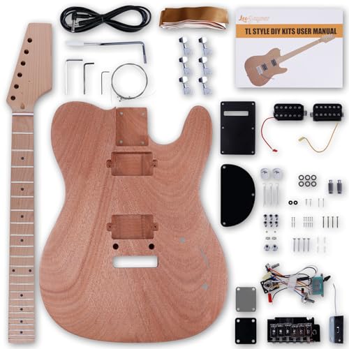 Leo Jaymz DIY Single Cut Electric Guitar Kits with Mahogany Body and Neck - Rosewood Fingerboard and All Components Included (LP Hollow)