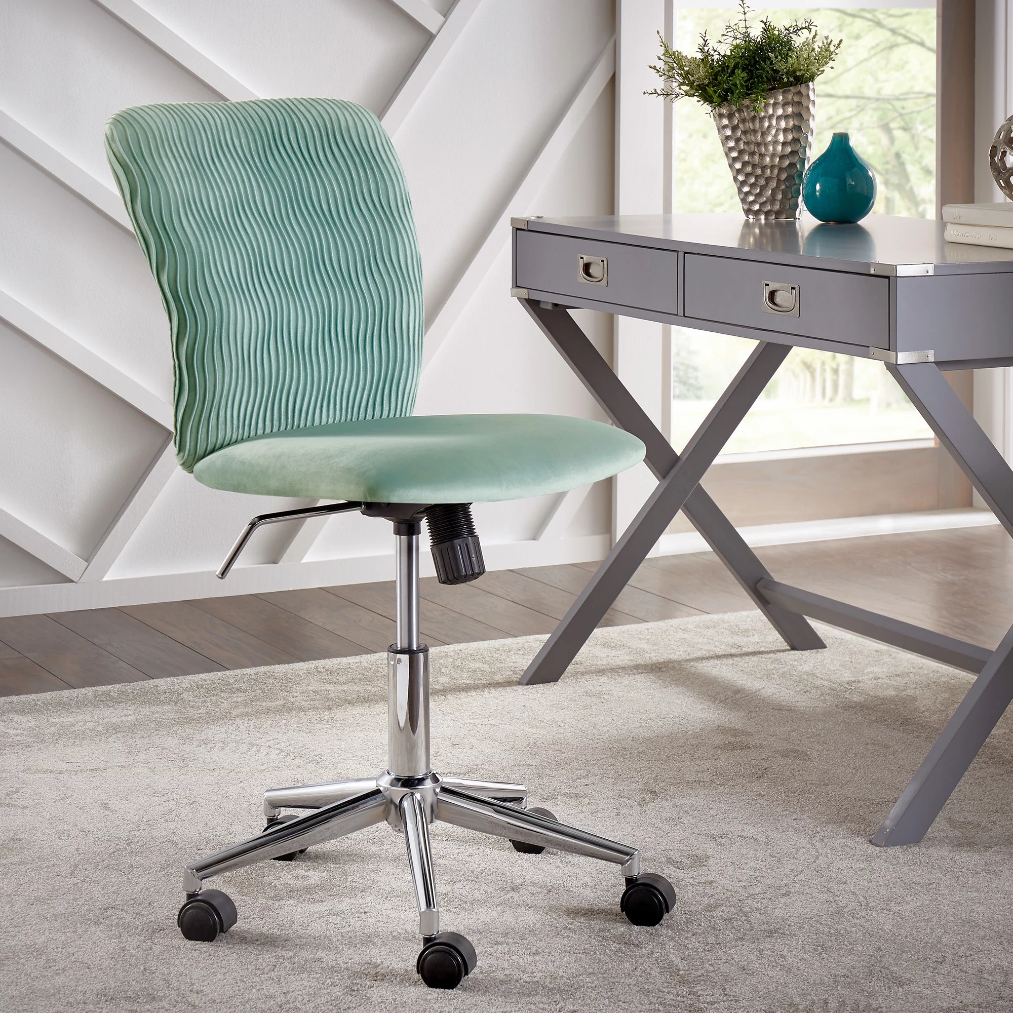 Weston Home Bold 14.57 in Task Chair with Swivel & Adjustable Height, 250 lb. Capacity, Teal