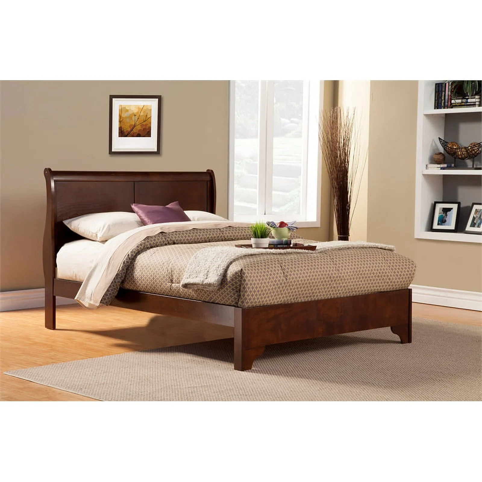 Bowery Hill Traditional Espresso Finish West Full Wood Sleigh Bed