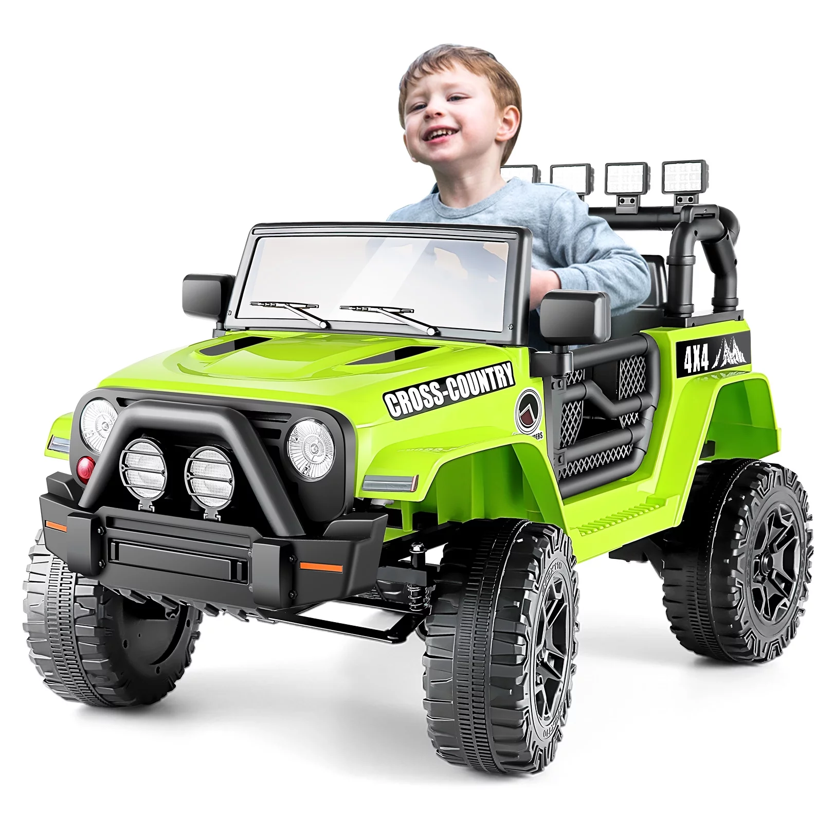 Vibespark 12V Ride On Truck, Kids Electric Vehicles w/ Remote Control, 4.5Ah Powered Electric Ride On Car with Bluetooth Music, Spring Suspension, LED Lights, Kids Ride on Toys - Green