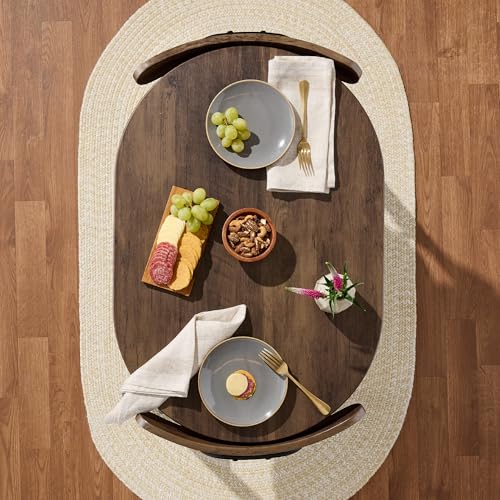 Best Choice Products 3-Piece Modern Oval Dining Table Set, Small Kitchen Dinette w/ 2 Chairs, Metal Frame, Curved Backrests - Dark Brown/Black