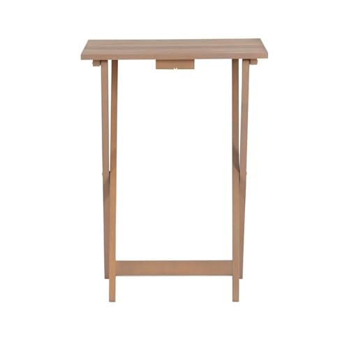 5 Piece Set Faux Marble TV Tray Table Stand in Brown, 4 Tray Tables & 1 Stand