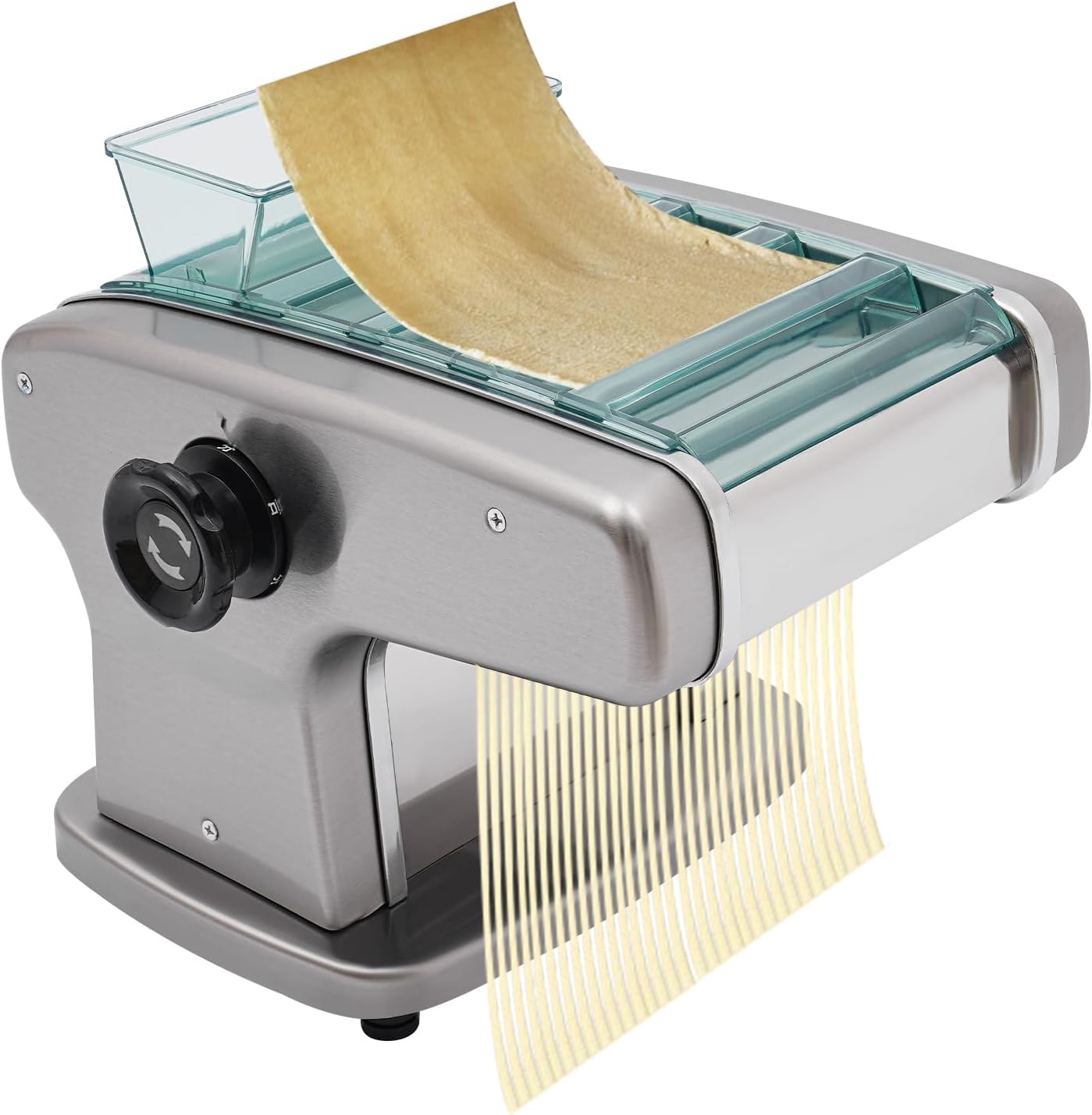 Electric Pasta Maker, 110V 135W Automatic Noodle Maker Machine Noodle Dough Pressing Machine for Commercial and Home Use, Adjustable Cutter Thickness (4* Blade)