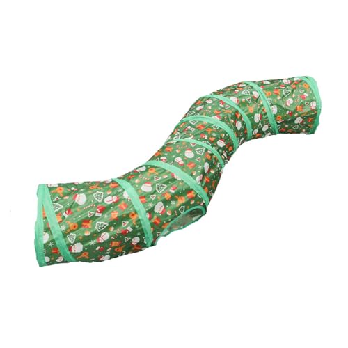 Christmas Cat Tunnel S-Shaped Tube – Collapsible Holiday Cat Play Tunnel with Interactive Crinkle Design for Cats and Kittens