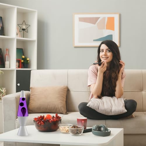 Motion Lamp Classic Liquid Motion Lava Night Light Solid Silver Base Lamp Wax Liquid Soft Relax Glow 14.5