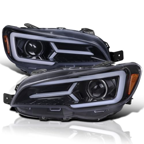 SPEC-D TUNING Black Housing Clear Lens Projector Headlights with Sequential LED Turn Signal Lights Compatible with 2015-2021 Subaru WRX STI with Halogen Headlight, L + R Pair Headlamp Assembly