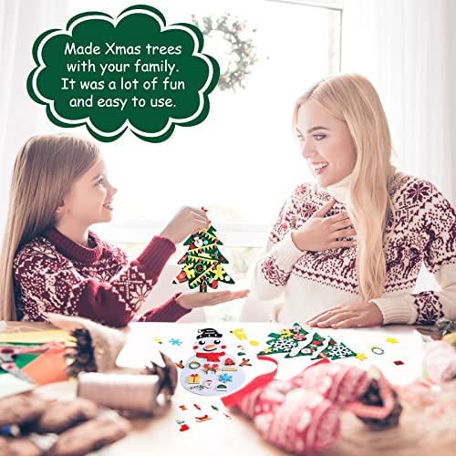 Tatuo DIY Felt Christmas Tree and Ornaments Felt Kids Party Favors Stickers for Kids Home Door Wall Hanging Christmas Tree Craft Decorations (36)
