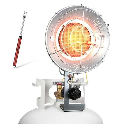 Single Tank Top Propane Radiant Heater With Windproof Lighter,18,000 BTU Portable with 3 Heating Modes, Shut-off Valve and Tip-over Switch for Outdoor, Garage, Patio, RV(CSA)