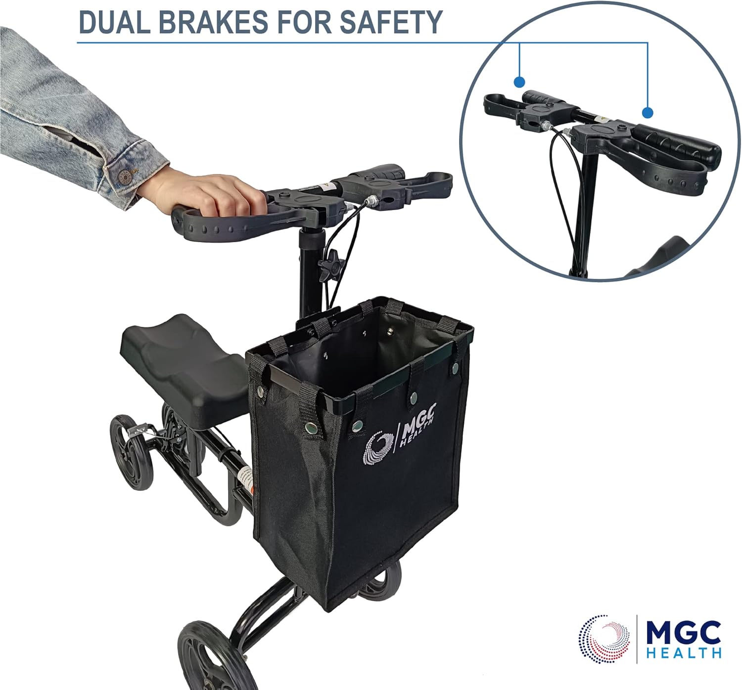 300 lbs Weight Capacity Knee Walker Steerable, Leg Scooter for Broken Foot, Dual Breaks Knee Scooter for Adults for Foot Surgery, Easy to Assemble Walker