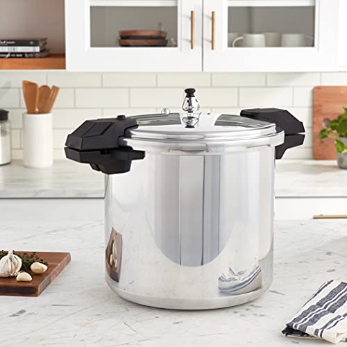 Mirro - 7114000221 Mirro 92122A Polished Aluminum 5 / 10 / 15-PSI Pressure Cooker / Canner Cookware, 22-Quart, Silver
