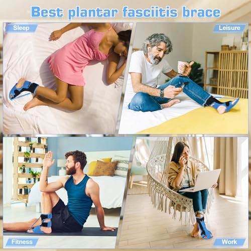 Plantar Fasciitis Night Splint - Upgraded Plantar Fasciitis Relief Braces For Women And Men Day Night - Ankle Brace Arch Support Achilles Tendonitis Relief Foot Drop Heel Pain Relief Comfortable & Adjustable