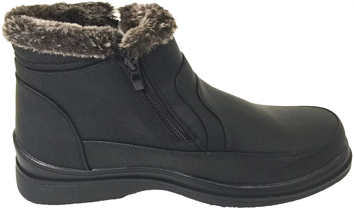 Men's Winter Boots Faux Fur Lined Dual Side Zipper Ankle Snow Comfort Shoes