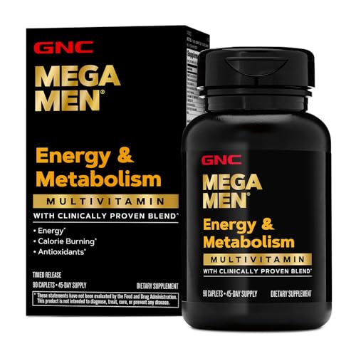 GNC Mega Men Multivitamin Caplets, Clinically Proven to Feel Better, Immune Support, Energy Support, Antioxidants, B Vitamins, Vitamin D-3, Timed Release, 90 count, 45 day supply