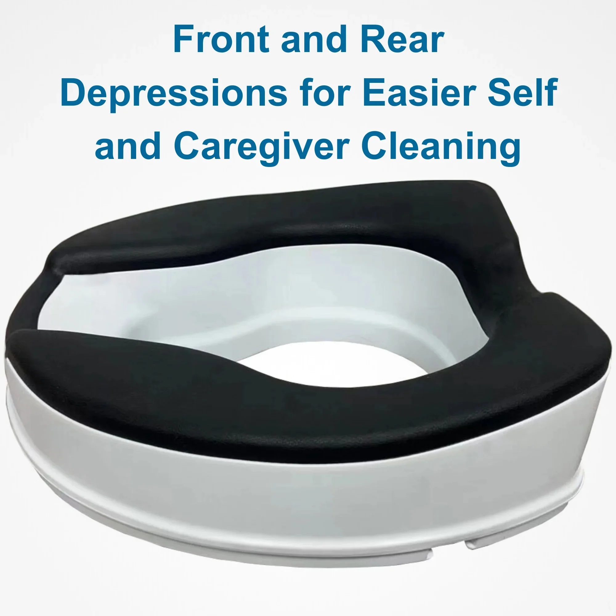 MOBB Healthcare 4-inch Raised Toilet Seat - Softer Black Padded, Easy Clean, 350lb, Adjustable White