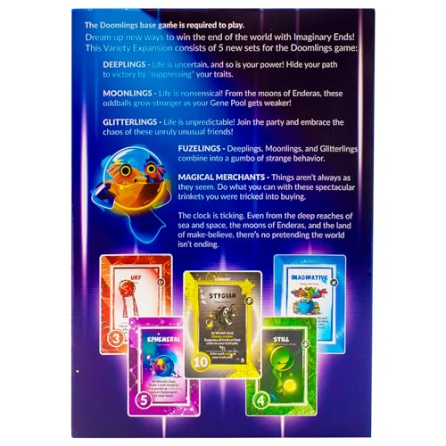 Doomlings Card Game: Imaginary Ends Expansion - Collectible Mystery Holofoils Gold Pack | Strategy Game for Kids, Teens & Adults | 2-6 Players, Ages 7+ (5-in-1 Imaginary Ends)