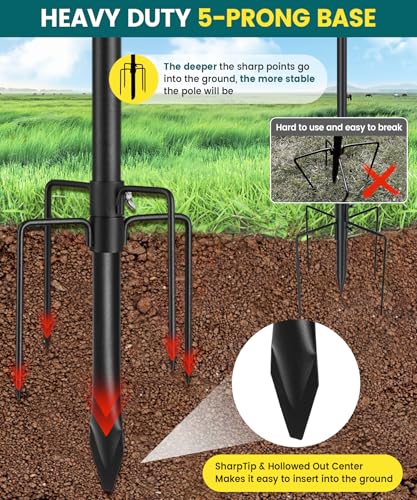 Bird Feeder Pole, 103 inch Bluebird House Pole for Outside Heavy Duty with 5 Prongs Base, Smart Bird Feeder Stand for Outdoor Wild Birds Watching, Birds Buddy Mounting Poles