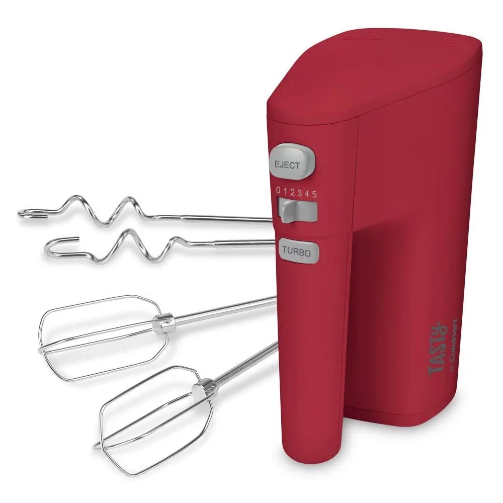 Tasty by Cuisinart Electric 5 Speed Home Kitchen Handheld Food Mixer, Red