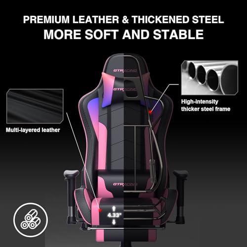GTRACING Gaming Chair with Footrest Speakers Video Game Chair Bluetooth Music Heavy Duty Ergonomic Computer Office Desk Chair