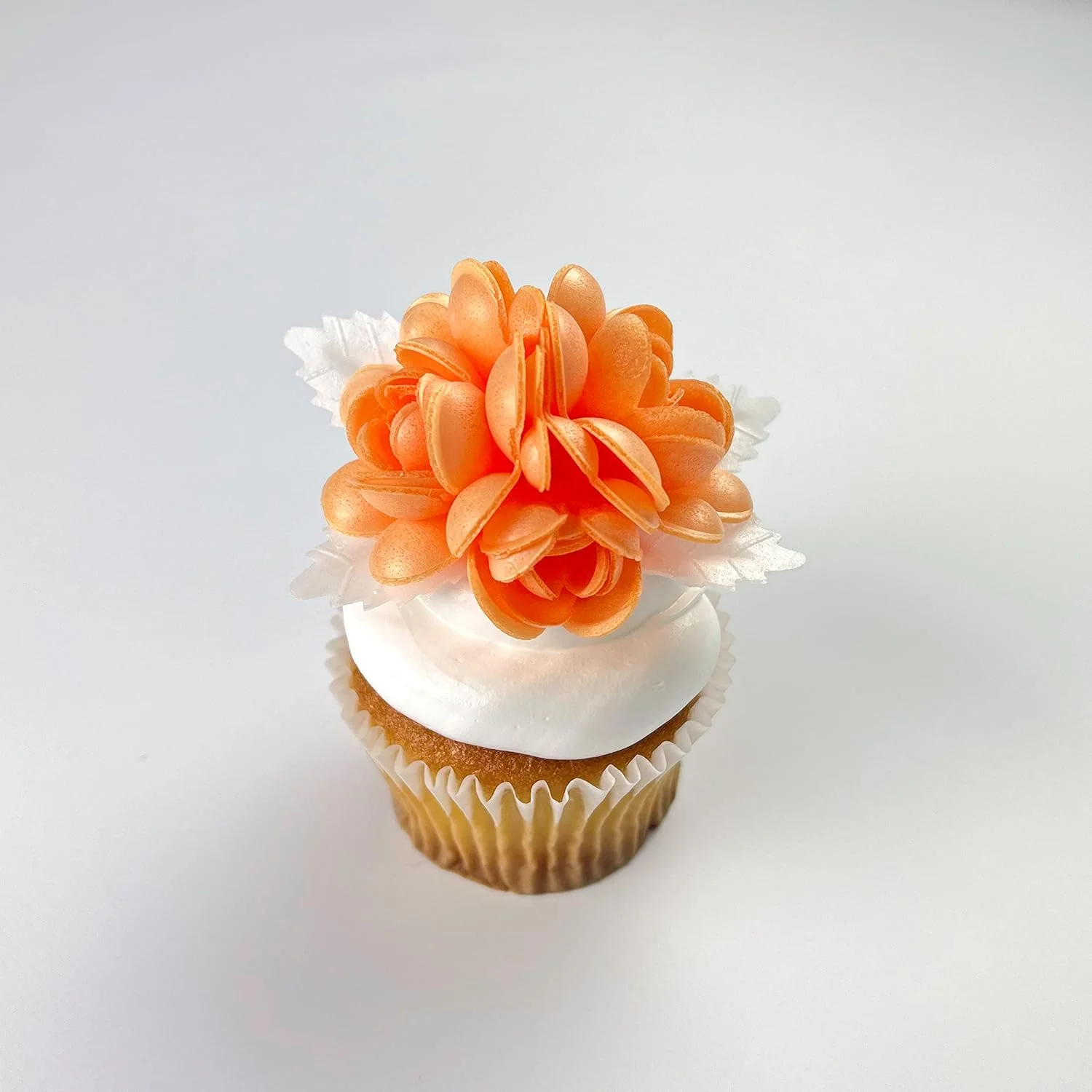 Pack Of 5 Multicolor Rose Boquet Edible Flower Wafer Paper Flowers Cake Decor Cupcake Topper Decoration (Orange)