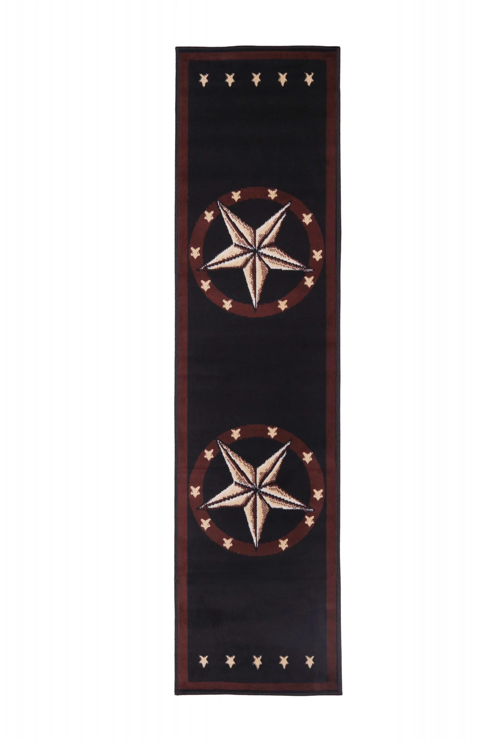 Furnish My Place Indoor Texas Western Star Rug with Jute Backing Runner - 2 ft. x 8 ft., Black, Cowboy, Area Rug for Living Room, Bedroom, Hallway