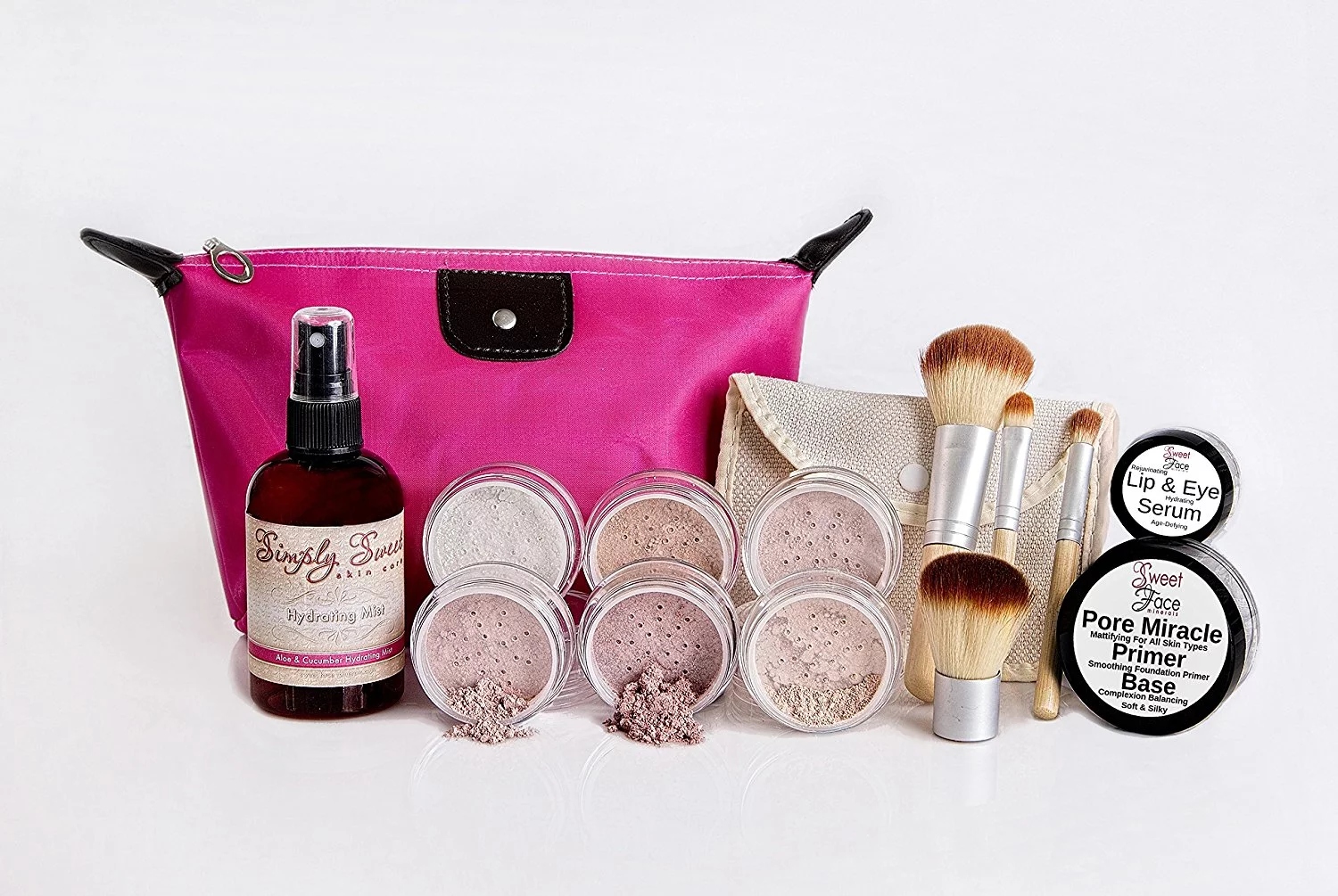 TIMELESS LOOK KIT (LIGHT TAN) Full Size Mineral Makeup Set Matte Foundation Bare Face Sheer Powder Cover