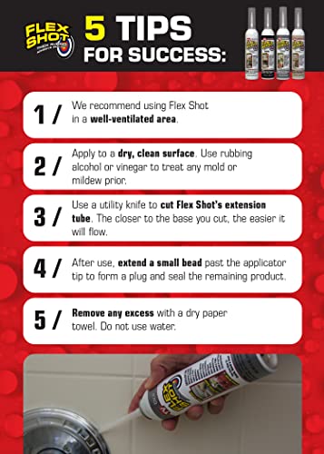 Flex Shot Rubber Adhesive Sealant Caulk, 8-oz, White