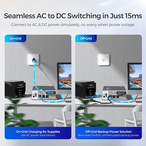 Renogy Inverter PUH, 3000W Pure Sine Wave Power Inverter with UPS Transfer Switch & Bluetooth, 12V DC to 120V AC Converter for RV, Truck, Home,Camping - 6000W Surge Power, Remote Monitoring