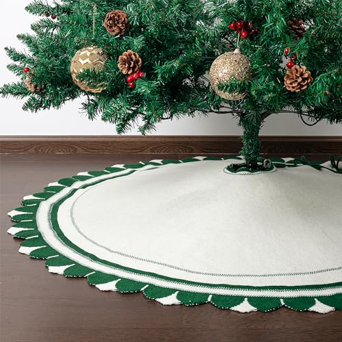 Mr. Pen- Christmas Tree Skirt 48 inches, Knitted Christmas Skirt Tree, Xmas Tree Skirt