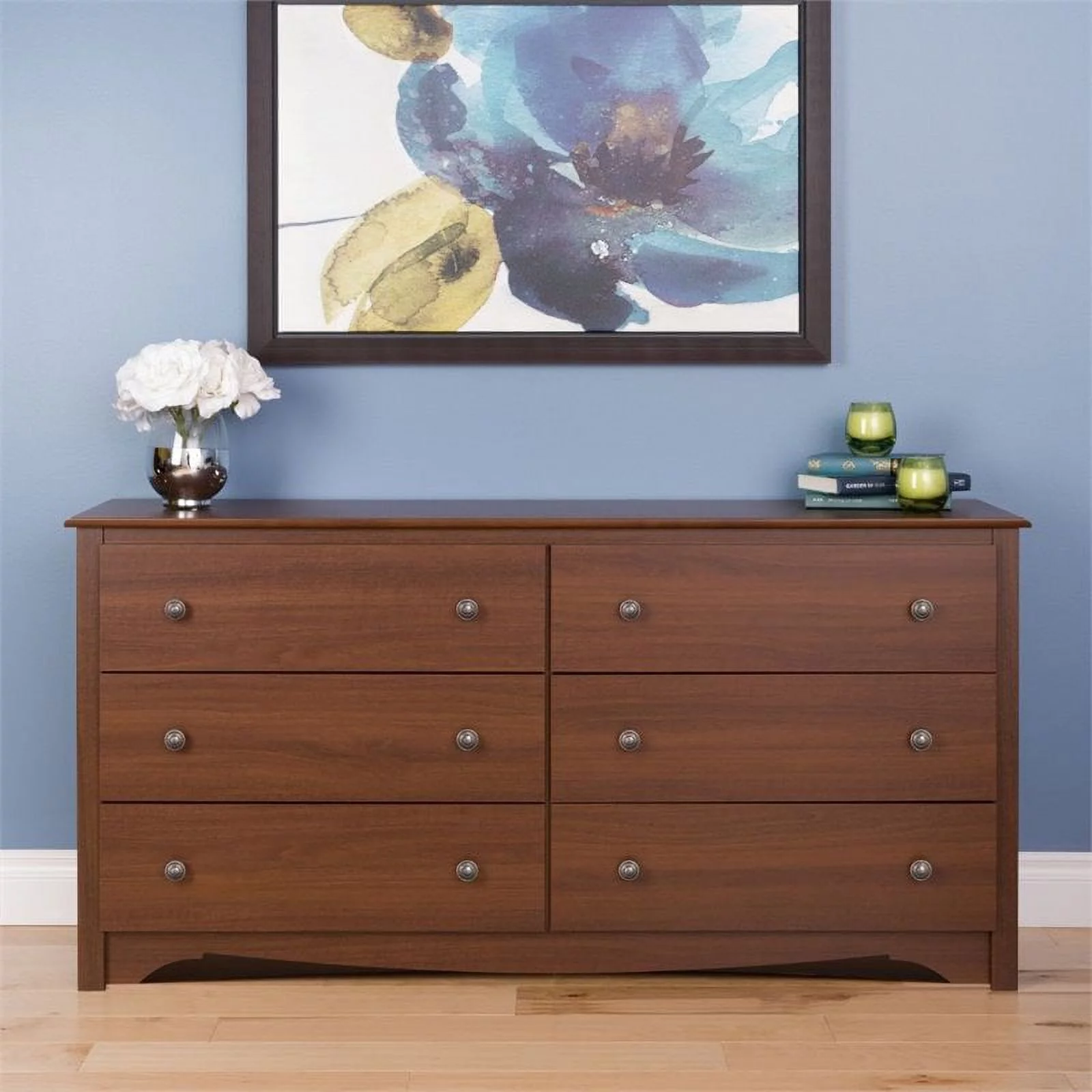 Prepac Monterey Cherry 6 Drawer Double Dresser