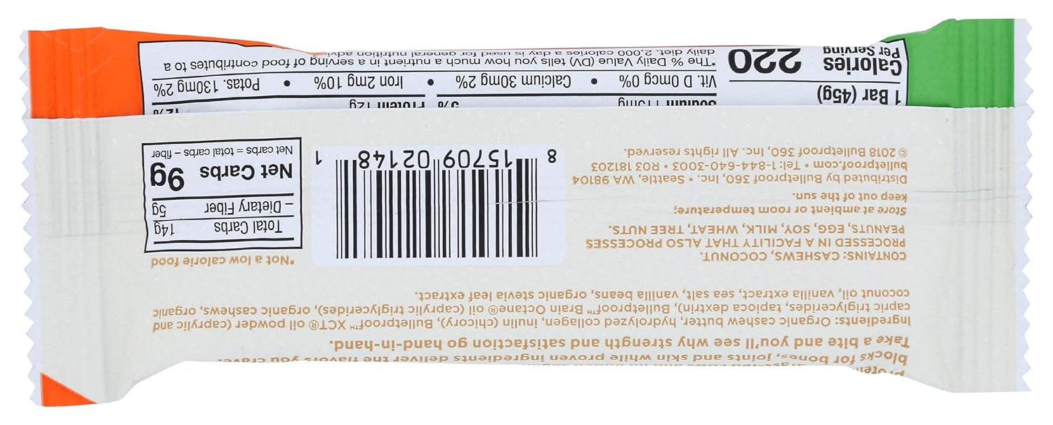 Collagen Protein Bars, Vanilla Shortbread, 11g Protein, Single Bar, Bulletproof Grass Fed Healthy Snacks, Made with MCT Oil, 2g Sugar, No Added Sugar, 1.4 Oz
