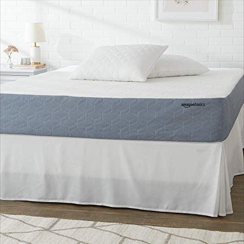Amazon Basics Cooling Infused Gel Memory Foam Mattress, Medium-Firm, CertiPUR-US Certified, King Size, 10 Inch, White/Gray