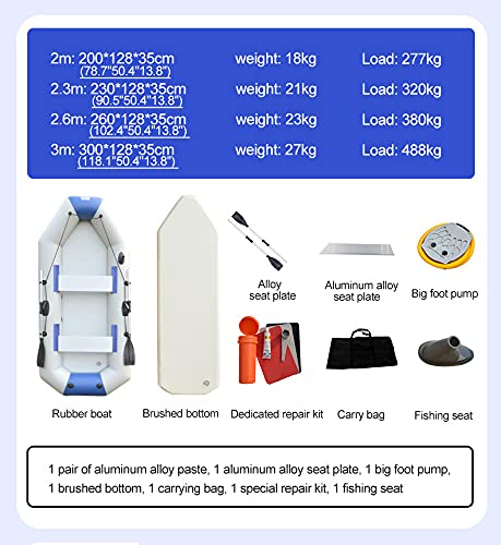 Adult Inflatable Kayak 9-Foot Rubber Dinghy 4-Person Boat Adult Fishing Boat Canoe with Patch Pack and Paddle Suitable for Ocean Sea and Lake 2.3m