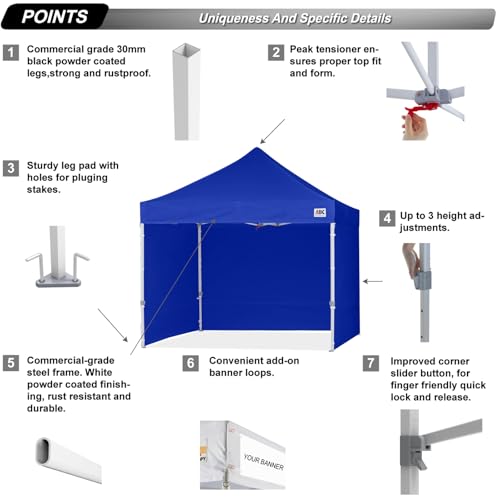 ABCCANOPY Easy Pop Up Canopy Tent with Sidewalls 10x10 Commercial -Series, White