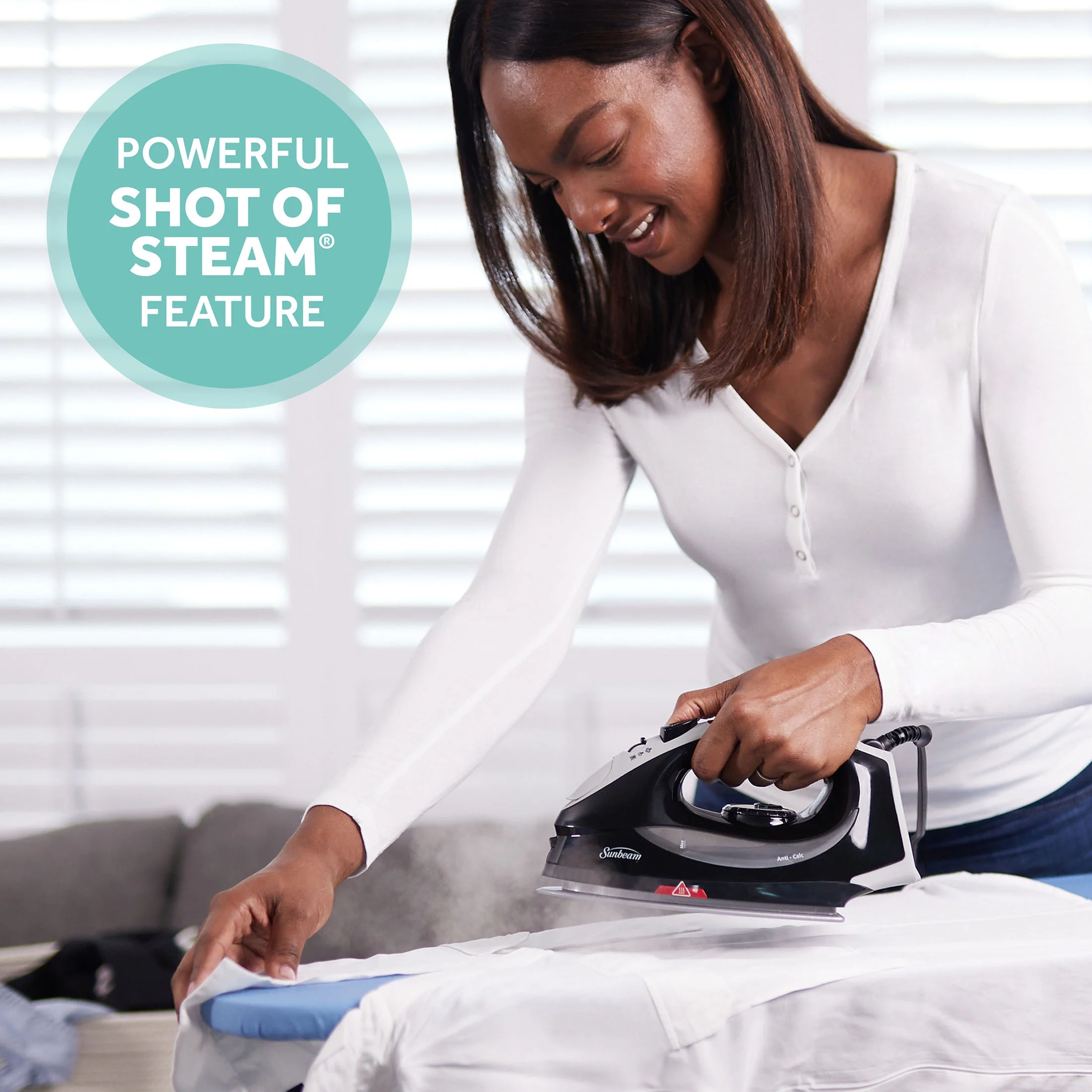 Sunbeam 1200W Classic Steam Iron with Shot of Steam Feature, Black and Grey Finish