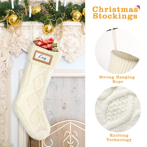 Christmas Stocking - 18 Inch Cable Knit Christmas Stockings, Cozy Hanging Xmas Stockings for Kids, Holiday and Fireplace Party Decoration, 1 Pack, Red