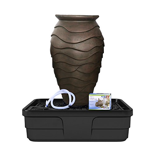 Aquascape Scalloped Urn Landscape Fountain Kit with Aquabasin and Ultra Pump, Medium | 78270, Brown