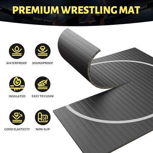 10' x 10' Wrestling Mat, Durable Judo Mat, Jiu Jitsu Mats for Home & Gym, Roll-Up Design for Martial Arts & BJJ Training