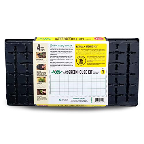 Jiffy Seed Starting Tray Kit, 72 Cell 36mm Peat Pellets with Bonus, 2 Pack, 144Pellets Total