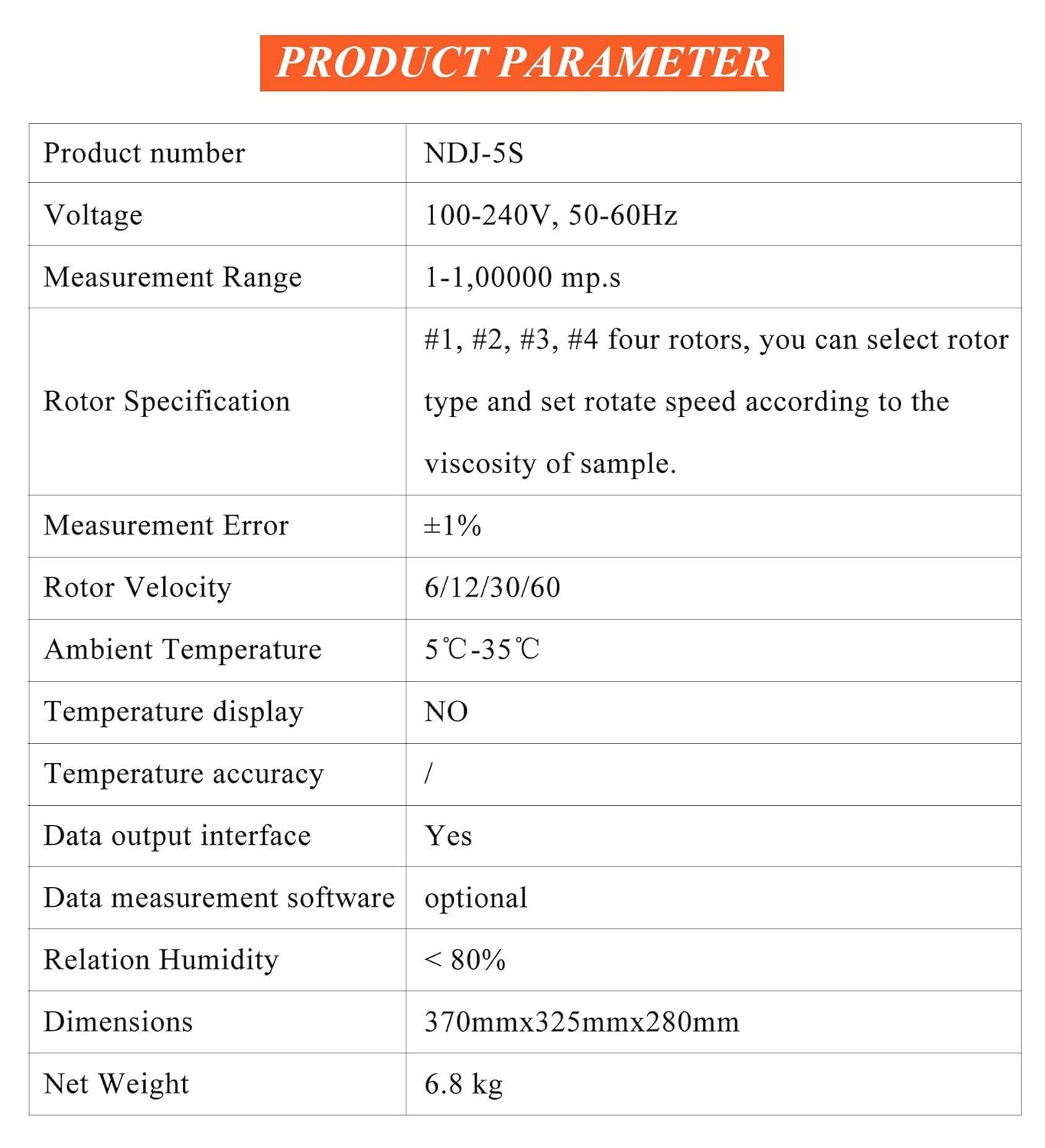 Digital Rotary Viscometer with Temp. Probe 10-6, 000,000 mPa.s Viscosity Meter Tester with Data Communication and Printing Software, ±3% 110V