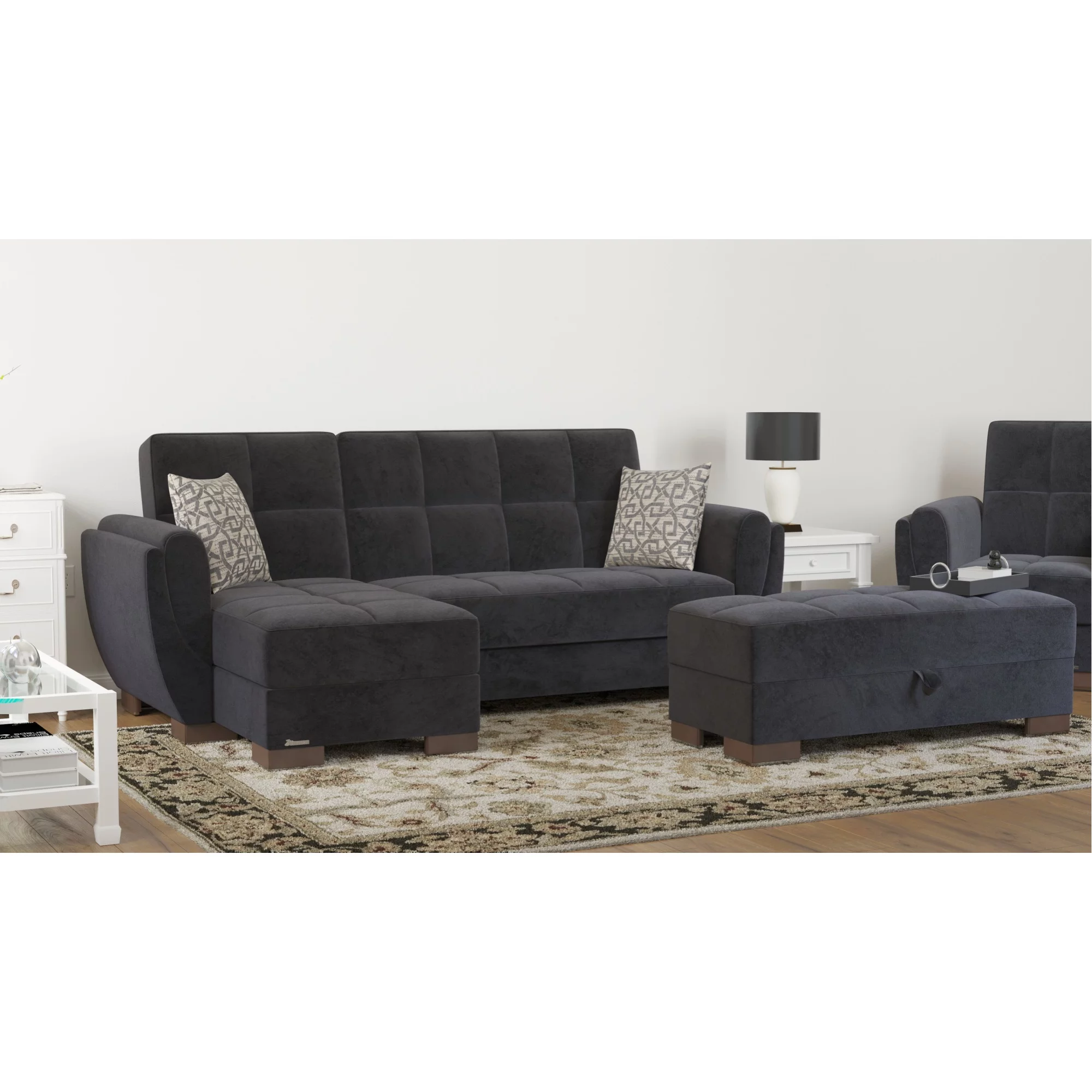 ARMADA AIR LOUNGE SECTIONAL SECTIONAL (L+C) 103 BLACK MICROFIBER